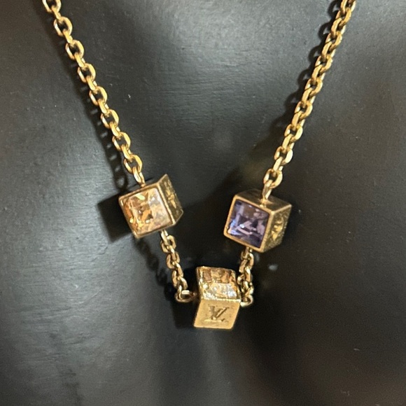 LOUIS VUITTON Collier Gamble Gold Tone Logo Necklace - Picture 6 of 15